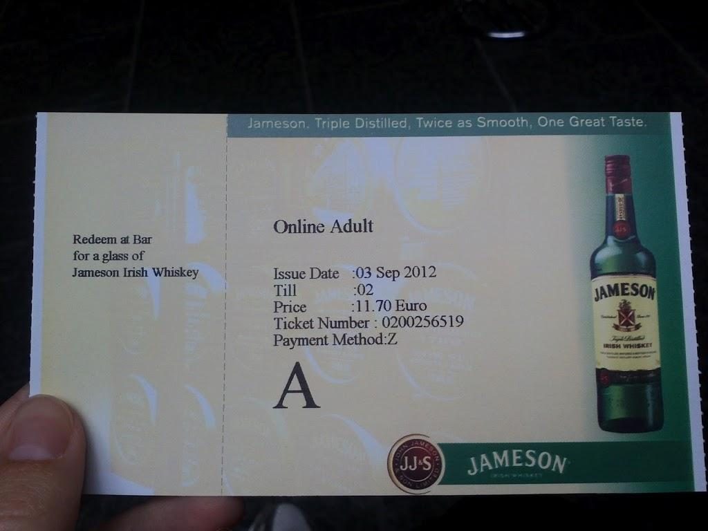 Jameson tour ticket Dublin