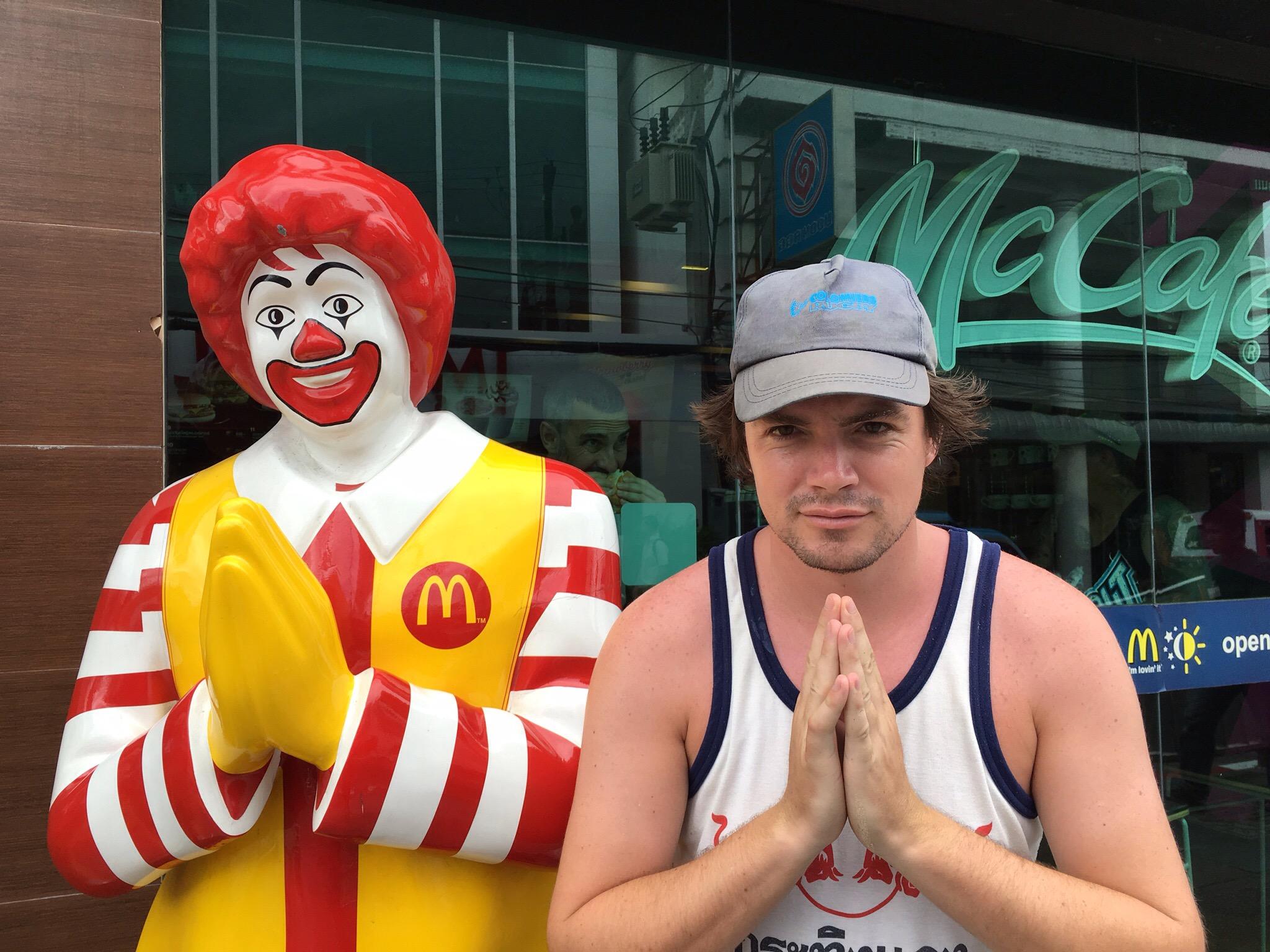 Ronald Mcdonald outside McDonalds form a visit Patong Beach