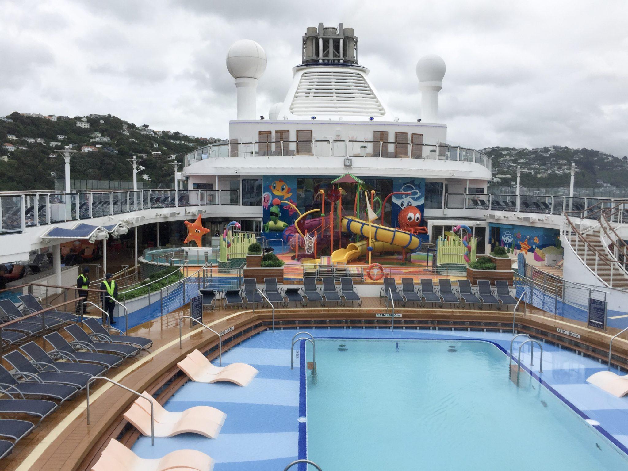 pool deck and waterslides on Ovation of the Seas