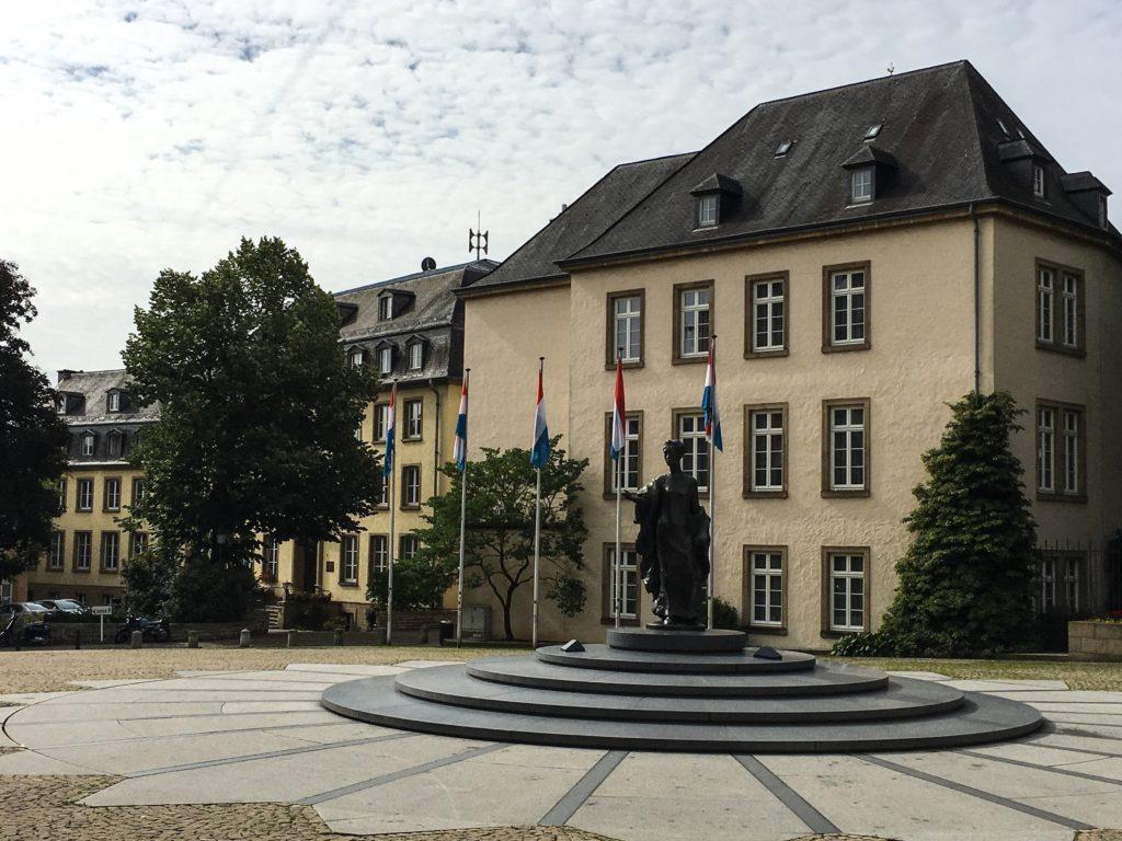 Luxembourg town square with statue