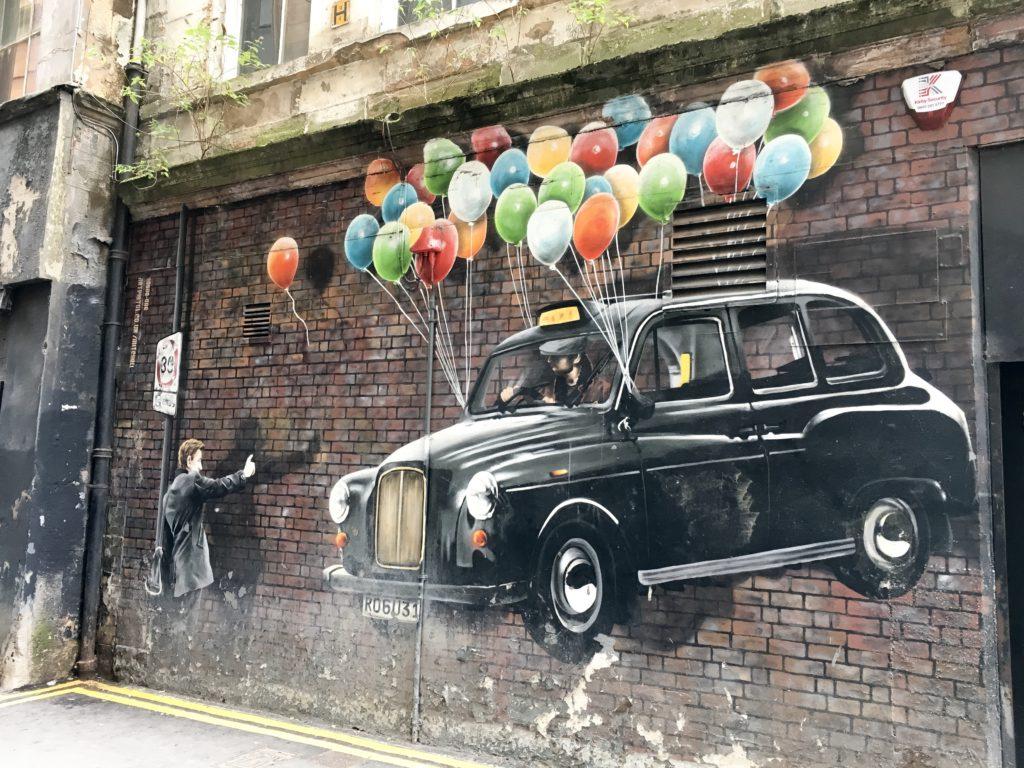 rogue one street art glasgow taxi
