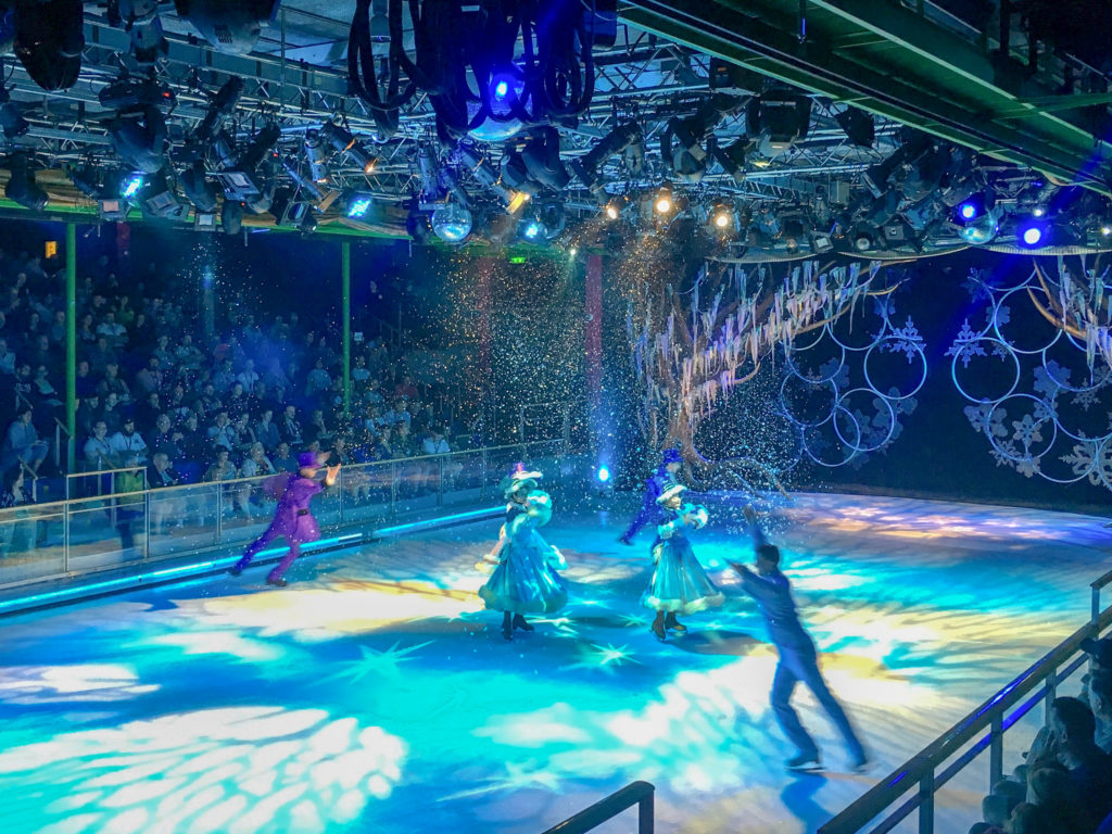 ice skaters perform on board a cruise ship