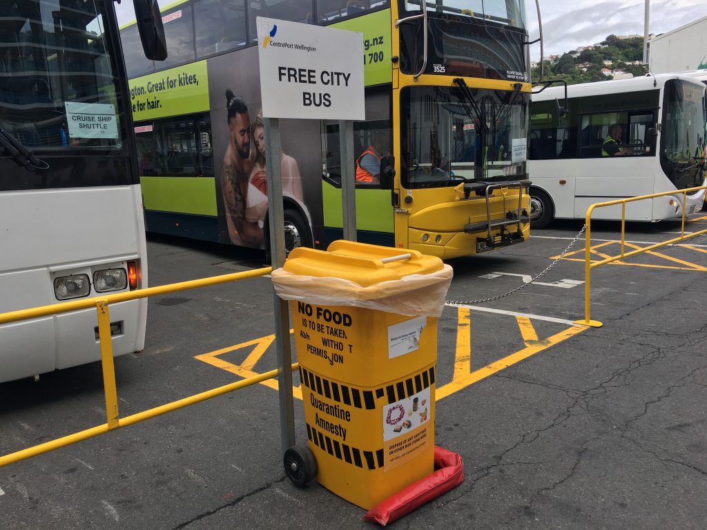 Quarantine amnesty bin at Wellington cruise terminal