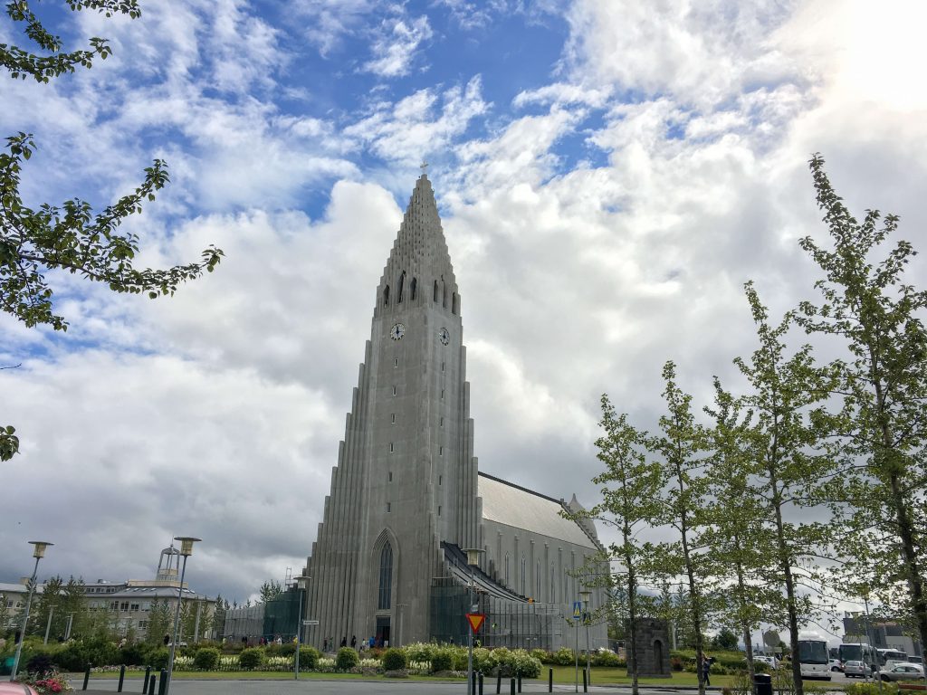 Exterior of famous Hallgrimskirkja church during 36 hours reykjavik.