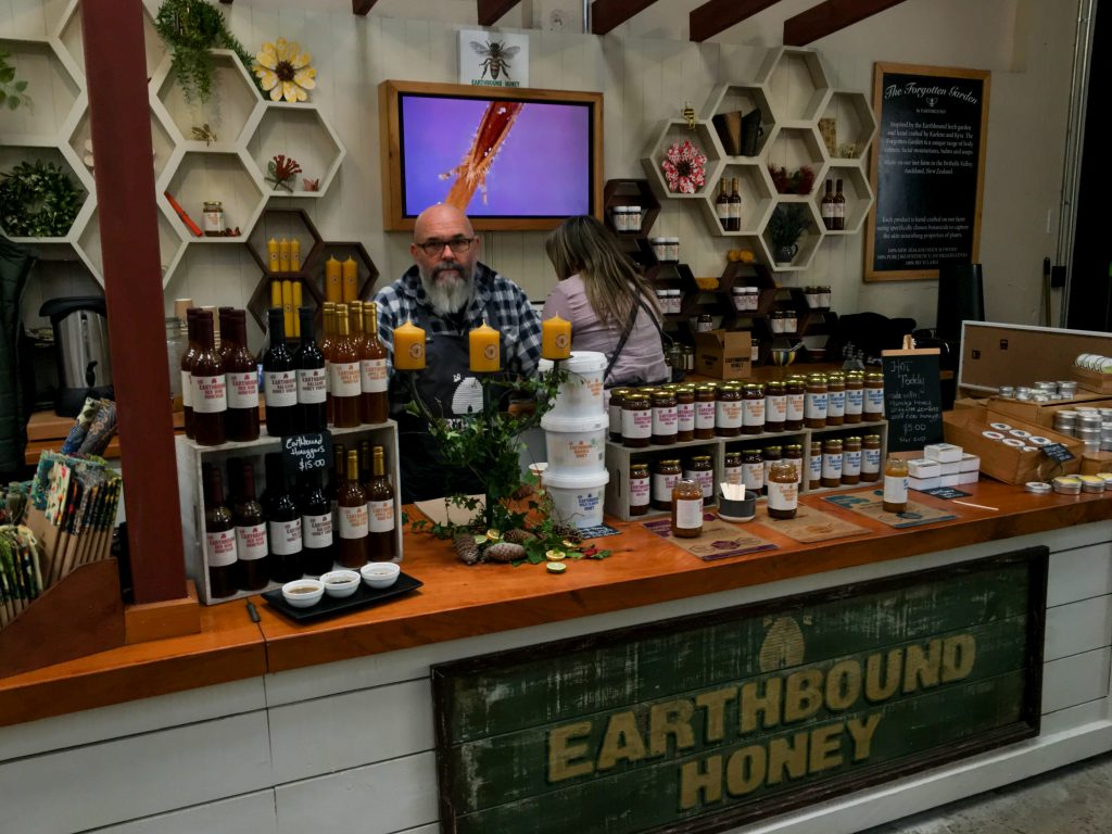 Earthbound Honey stall Catalina Bay Markets Hobsonville