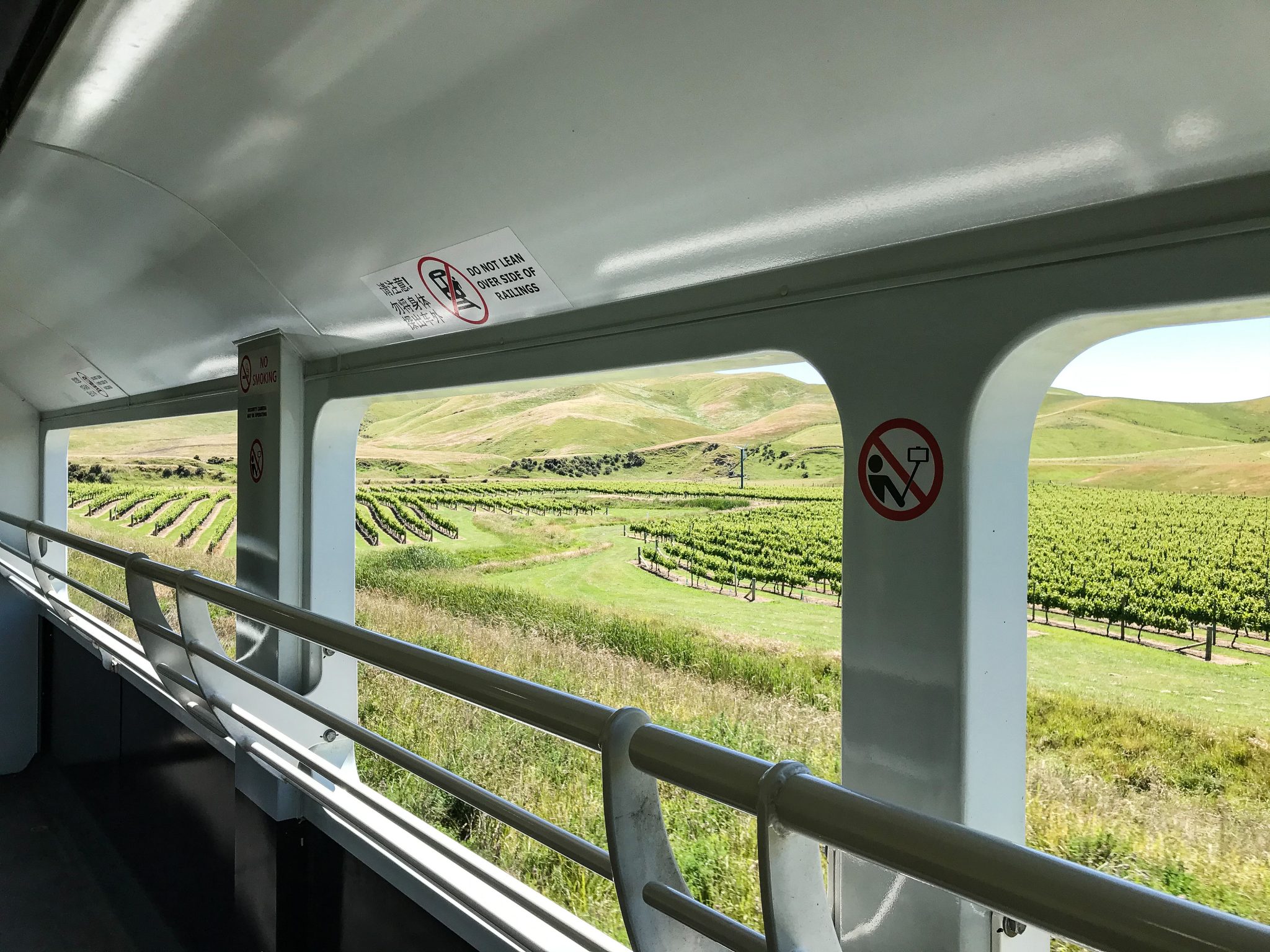 Coastal Pacific Train open carriage vinyard view