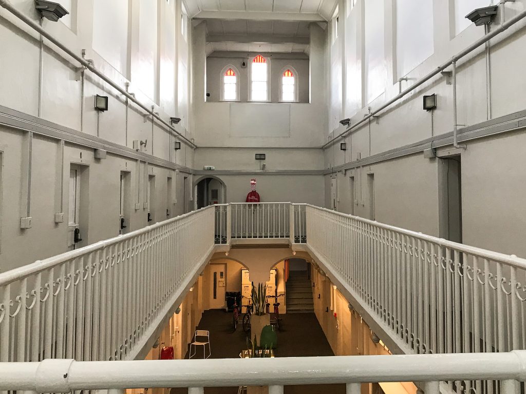 Interior of Christchurch Jail turned into budget accommodation