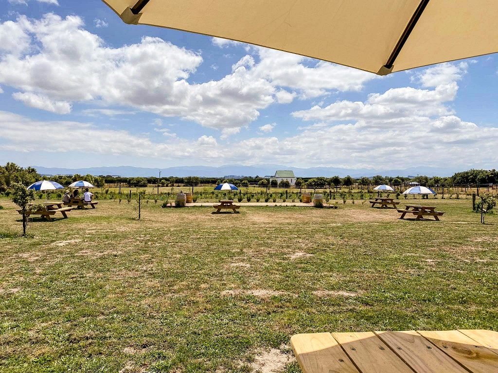 outdoor gin bar view at reid + reid gin martinborough