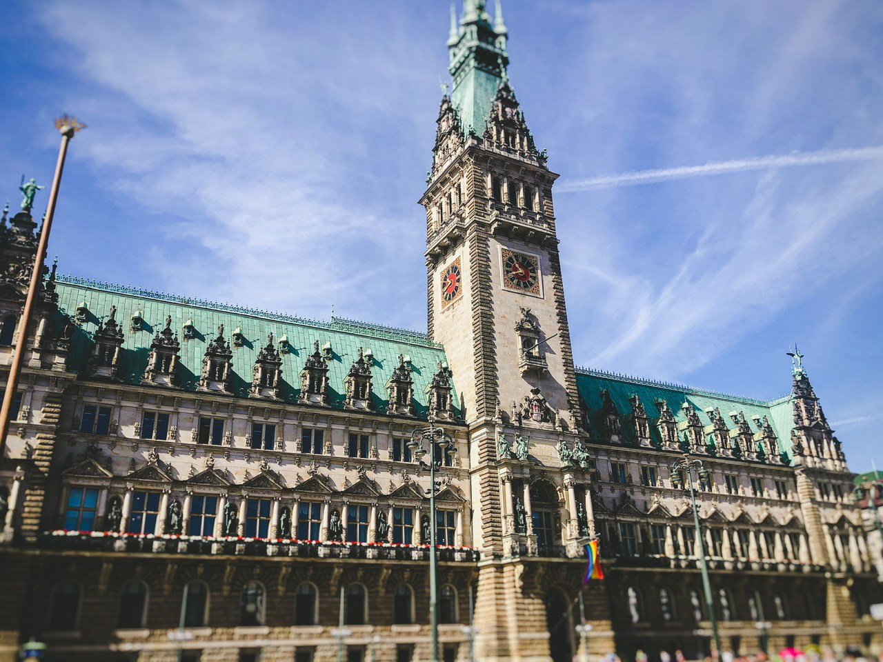 Front exterior of Hamburg City Hall on a fine day