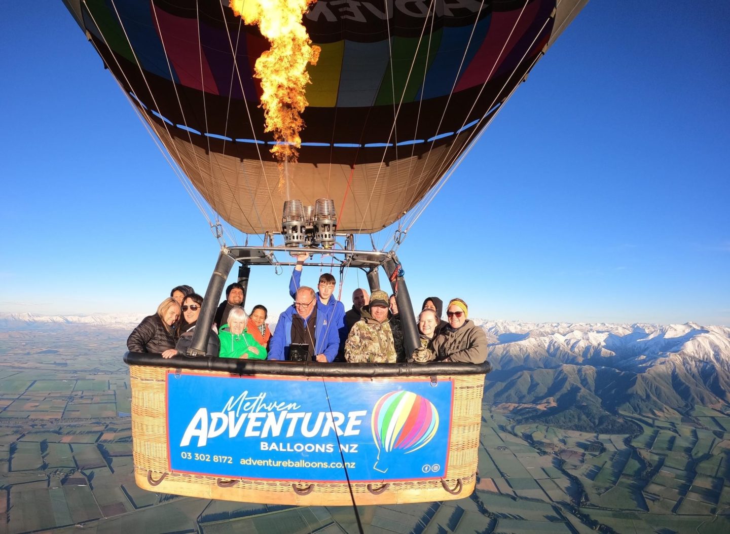 Full Adventure Balloons NZ Hot air balloon over canterbury