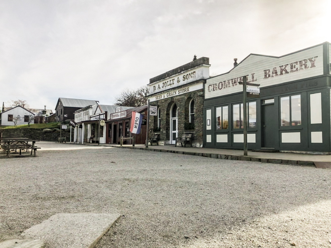Row of shopfronts at Cromwell Historic Village