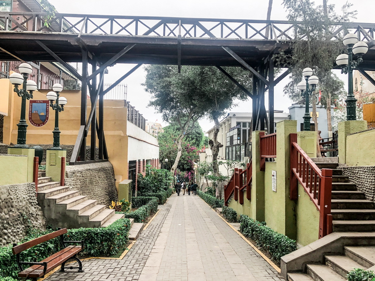 Puente de los Suspiros from below on the Bajada de los Baños (Descent to the Baths/ Path to the Beach) in Barranco, Lima, Peru.