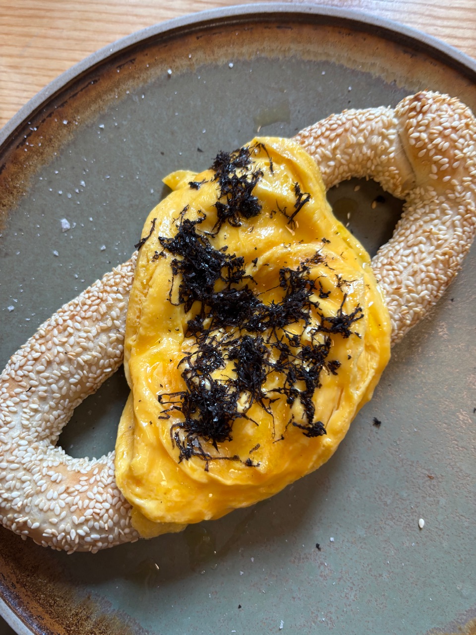 Black truffle scrambled eggs on koulouri at August Eatery Wellington