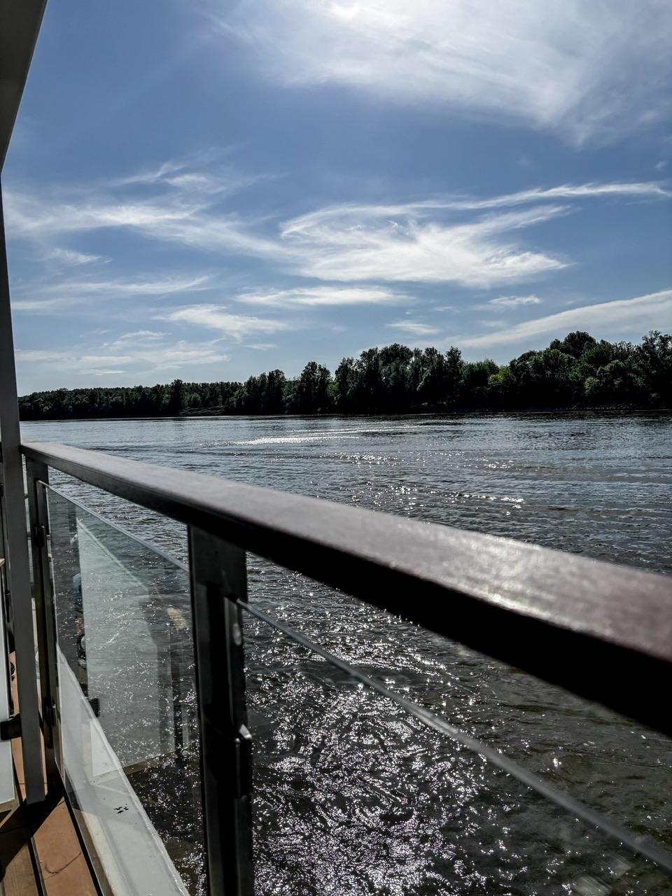 View from a cabin balcony on the Viking Lif on the Danube River