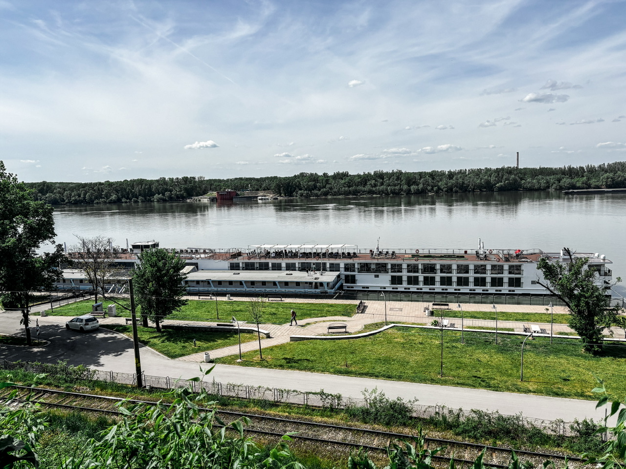 viking lif parked alongside the riverbank in ruse bulgaria